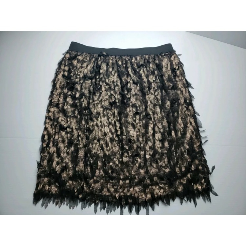 Worthington Black Gold Fringe Skirt Knee length